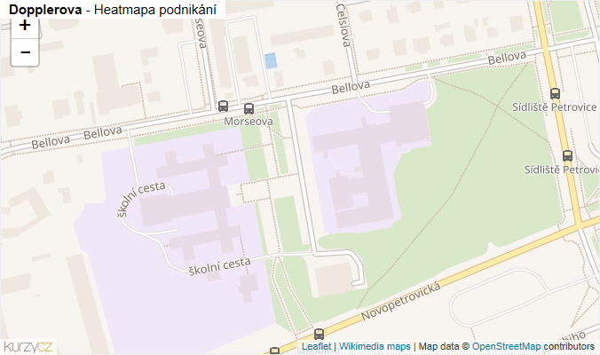 Mapa Dopplerova - Firmy v ulici.