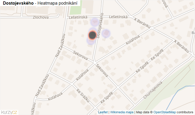 Mapa Dostojevského - Firmy v ulici.