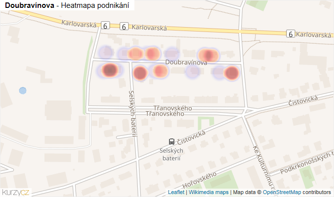 Mapa Doubravínova - Firmy v ulici.