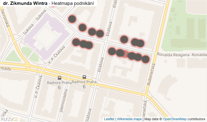 Mapa dr. Zikmunda Wintra - Firmy v ulici.