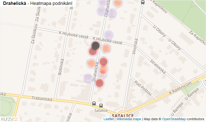 Mapa Drahelická - Firmy v ulici.