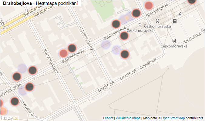 Mapa Drahobejlova - Firmy v ulici.