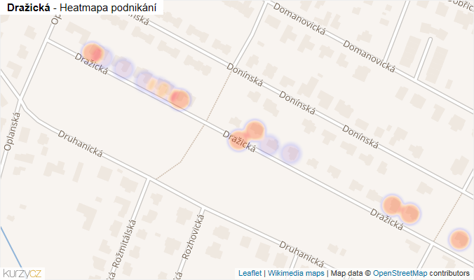 Mapa Dražická - Firmy v ulici.