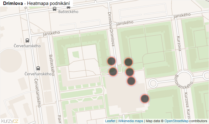 Mapa Drimlova - Firmy v ulici.