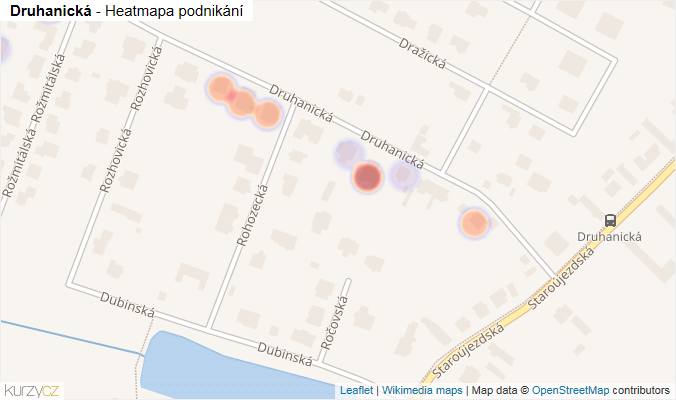 Mapa Druhanická - Firmy v ulici.