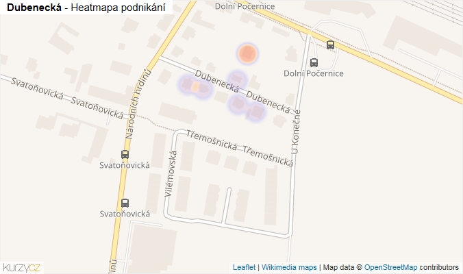 Mapa Dubenecká - Firmy v ulici.