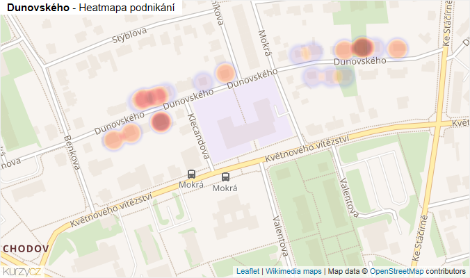 Mapa Dunovského - Firmy v ulici.