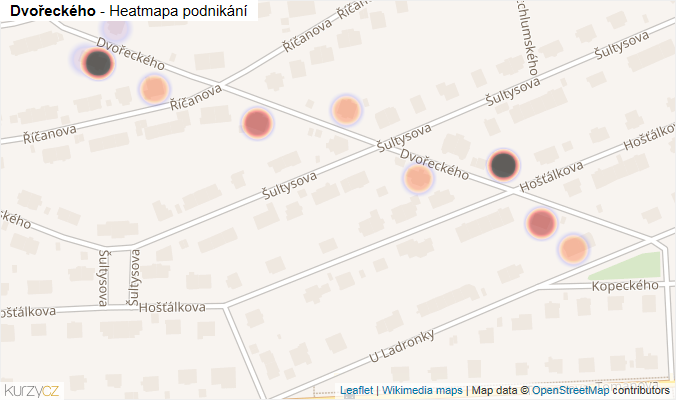 Mapa Dvořeckého - Firmy v ulici.