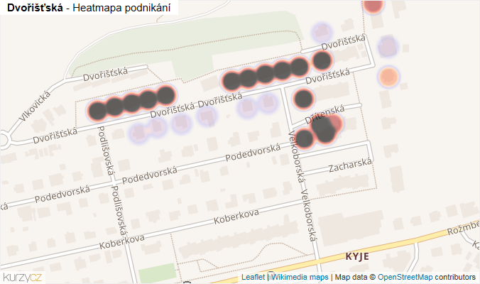 Mapa Dvořišťská - Firmy v ulici.