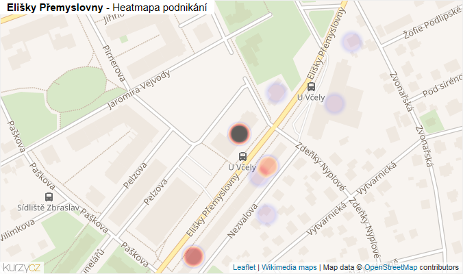 Mapa Elišky Přemyslovny - Firmy v ulici.
