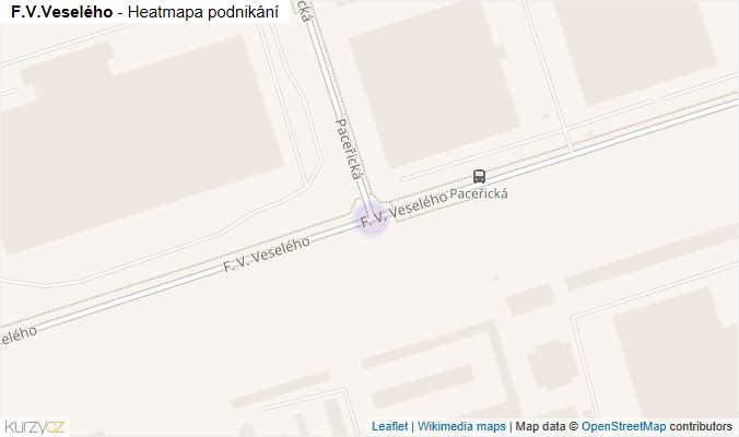 Mapa F.V.Veselého - Firmy v ulici.