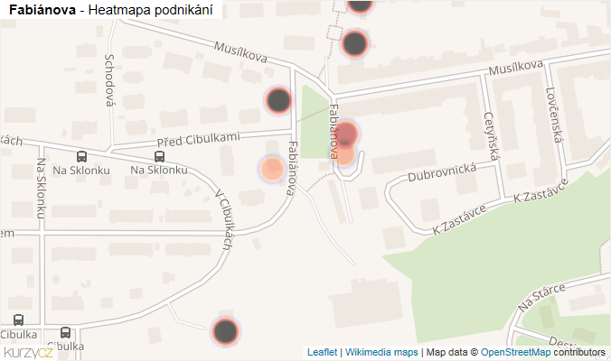 Mapa Fabiánova - Firmy v ulici.