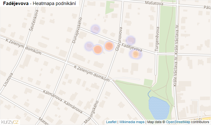 Mapa Fadějevova - Firmy v ulici.