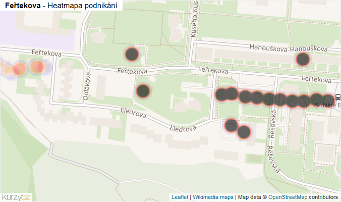 Mapa Feřtekova - Firmy v ulici.