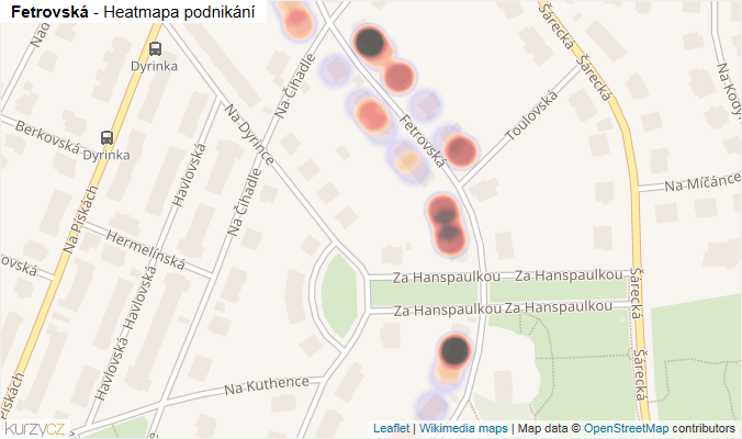 Mapa Fetrovská - Firmy v ulici.