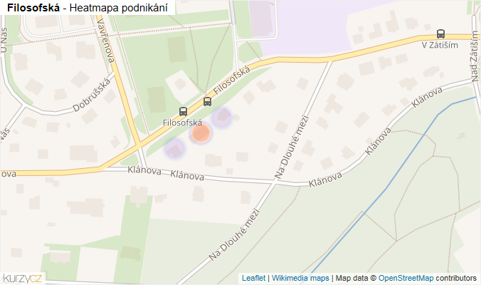 Mapa Filosofská - Firmy v ulici.