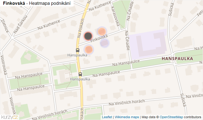 Mapa Finkovská - Firmy v ulici.