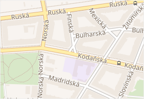 Finská v obci Praha - mapa ulice