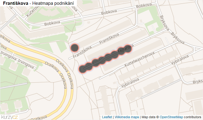 Mapa Františkova - Firmy v ulici.