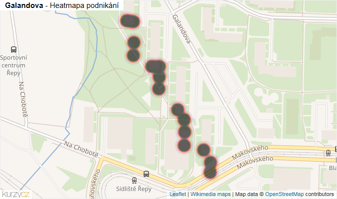 Mapa Galandova - Firmy v ulici.
