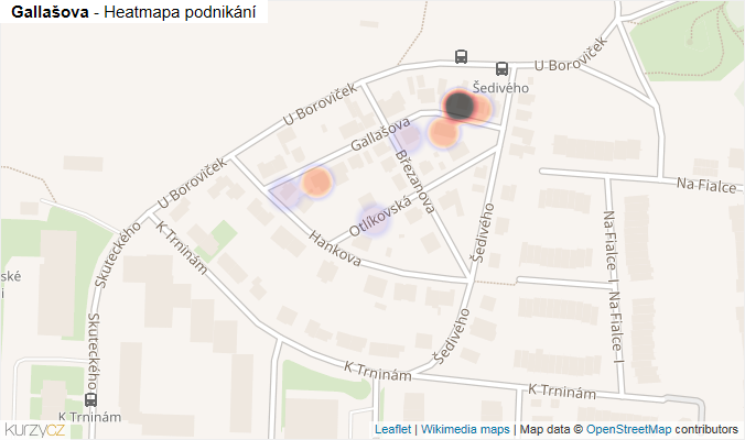 Mapa Gallašova - Firmy v ulici.