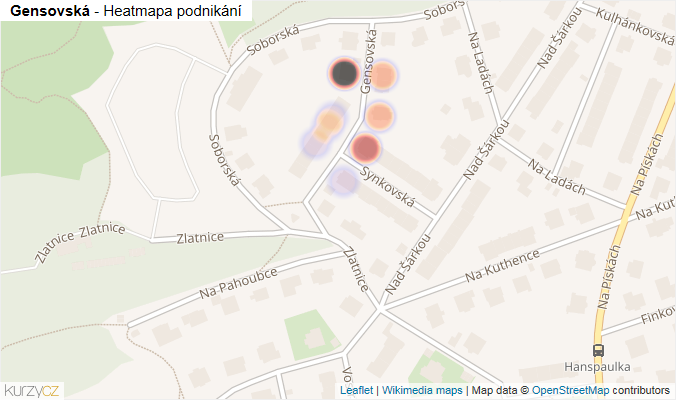 Mapa Gensovská - Firmy v ulici.