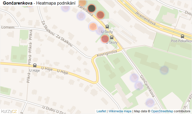 Mapa Gončarenkova - Firmy v ulici.