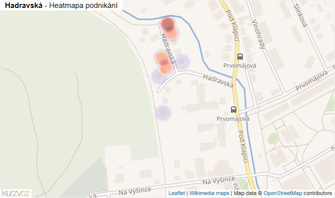 Mapa Hadravská - Firmy v ulici.