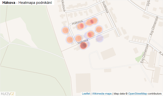 Mapa Hákova - Firmy v ulici.