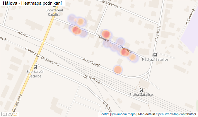 Mapa Hálova - Firmy v ulici.