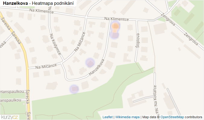 Mapa Hanzelkova - Firmy v ulici.