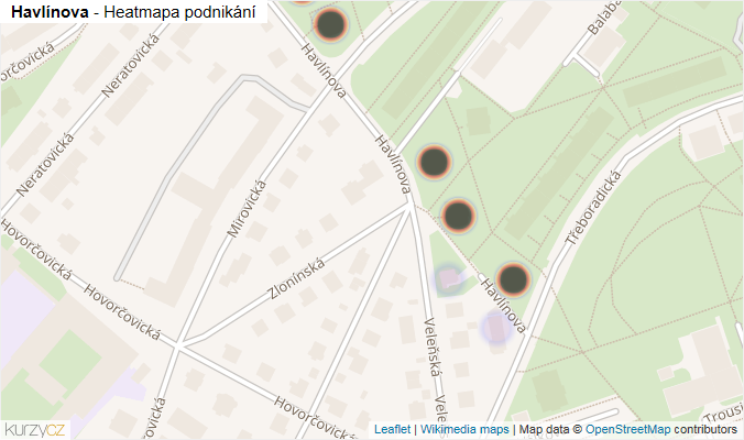 Mapa Havlínova - Firmy v ulici.