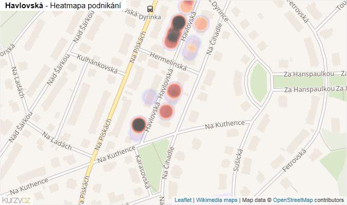 Mapa Havlovská - Firmy v ulici.