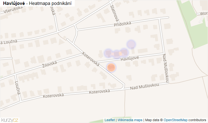 Mapa Havlůjové - Firmy v ulici.