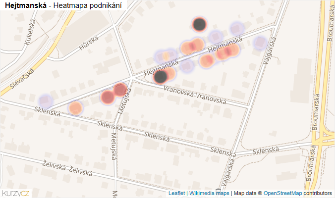 Mapa Hejtmanská - Firmy v ulici.