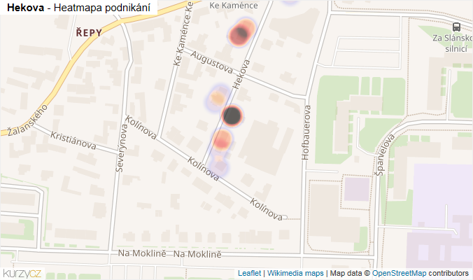 Mapa Hekova - Firmy v ulici.