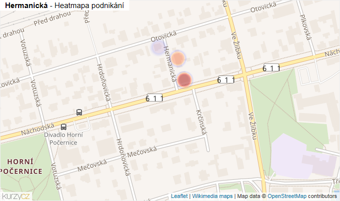 Mapa Hermanická - Firmy v ulici.
