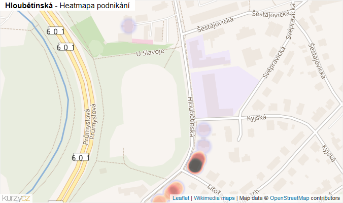 Mapa Hloubětínská - Firmy v ulici.