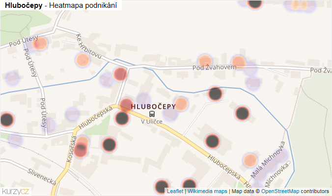 Mapa Hlubočepy - Firmy v části obce.