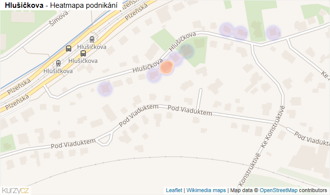 Mapa Hlušičkova - Firmy v ulici.