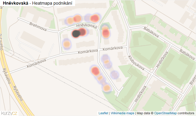 Mapa Hněvkovská - Firmy v ulici.