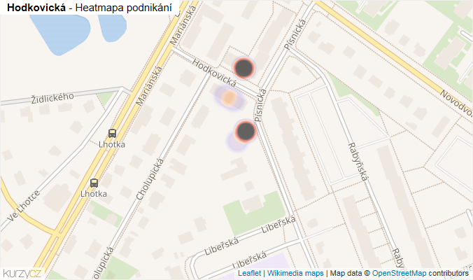 Mapa Hodkovická - Firmy v ulici.