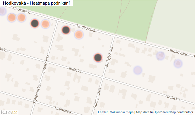 Mapa Hodkovská - Firmy v ulici.
