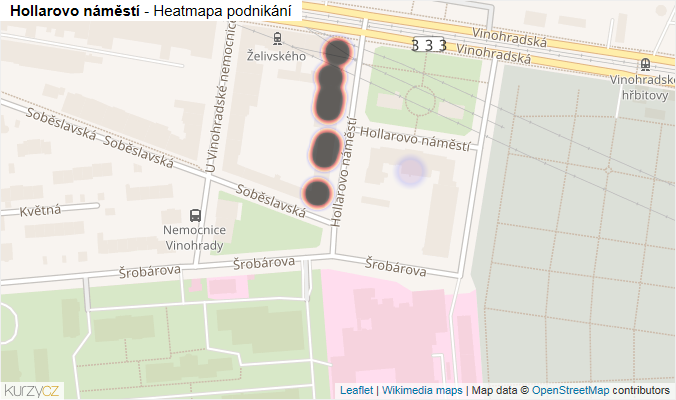 Mapa Hollarovo náměstí - Firmy v ulici.