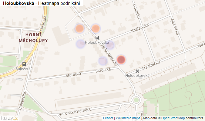 Mapa Holoubkovská - Firmy v ulici.