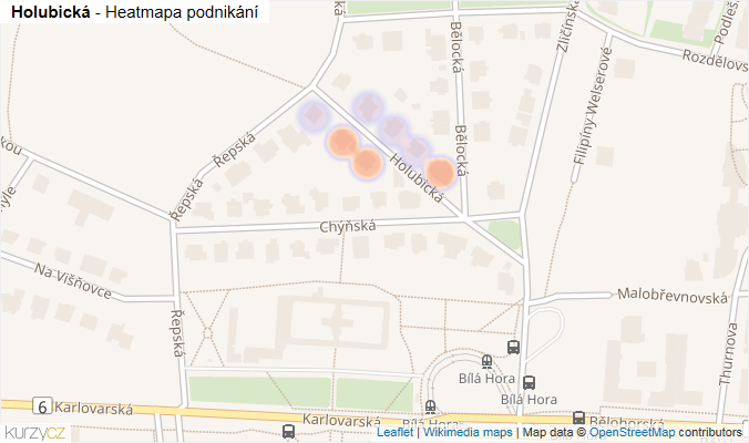 Mapa Holubická - Firmy v ulici.
