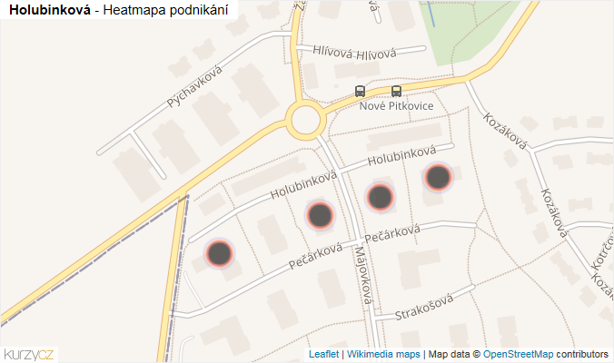 Mapa Holubinková - Firmy v ulici.