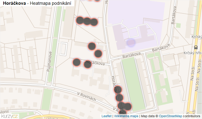 Mapa Horáčkova - Firmy v ulici.