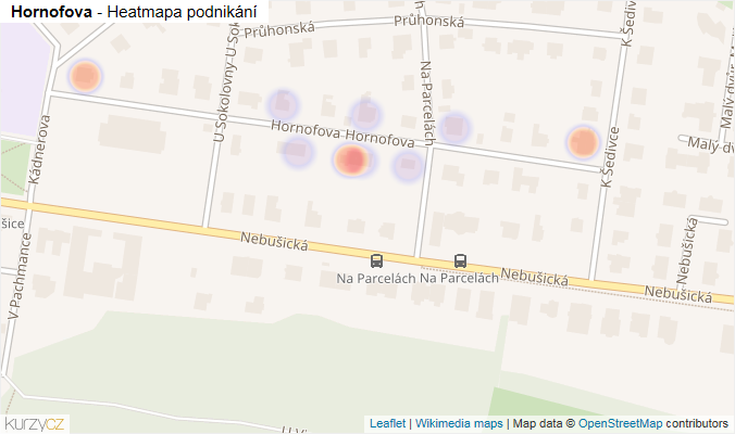 Mapa Hornofova - Firmy v ulici.