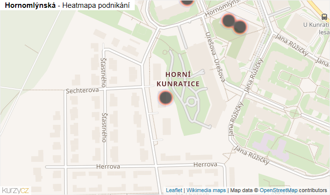 Mapa Hornomlýnská - Firmy v ulici.